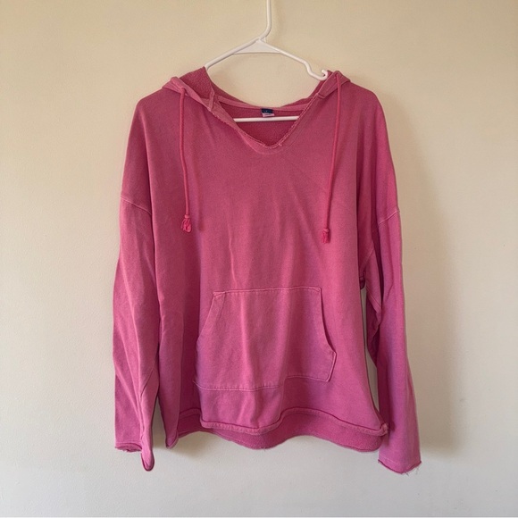 Old Navy Oversized Raw-Hem Pullover Hoodie Pink Small Tall - Picture 1 of 4
